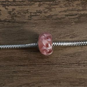 Charmed Memories Pink and White Murano Glass Charm